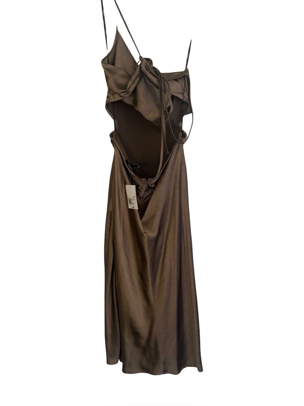Forever 21 Satin Cowl Neck Cut Out Midi Dress in Metallic Brown | Medium | NWT - Picture 4 of 7